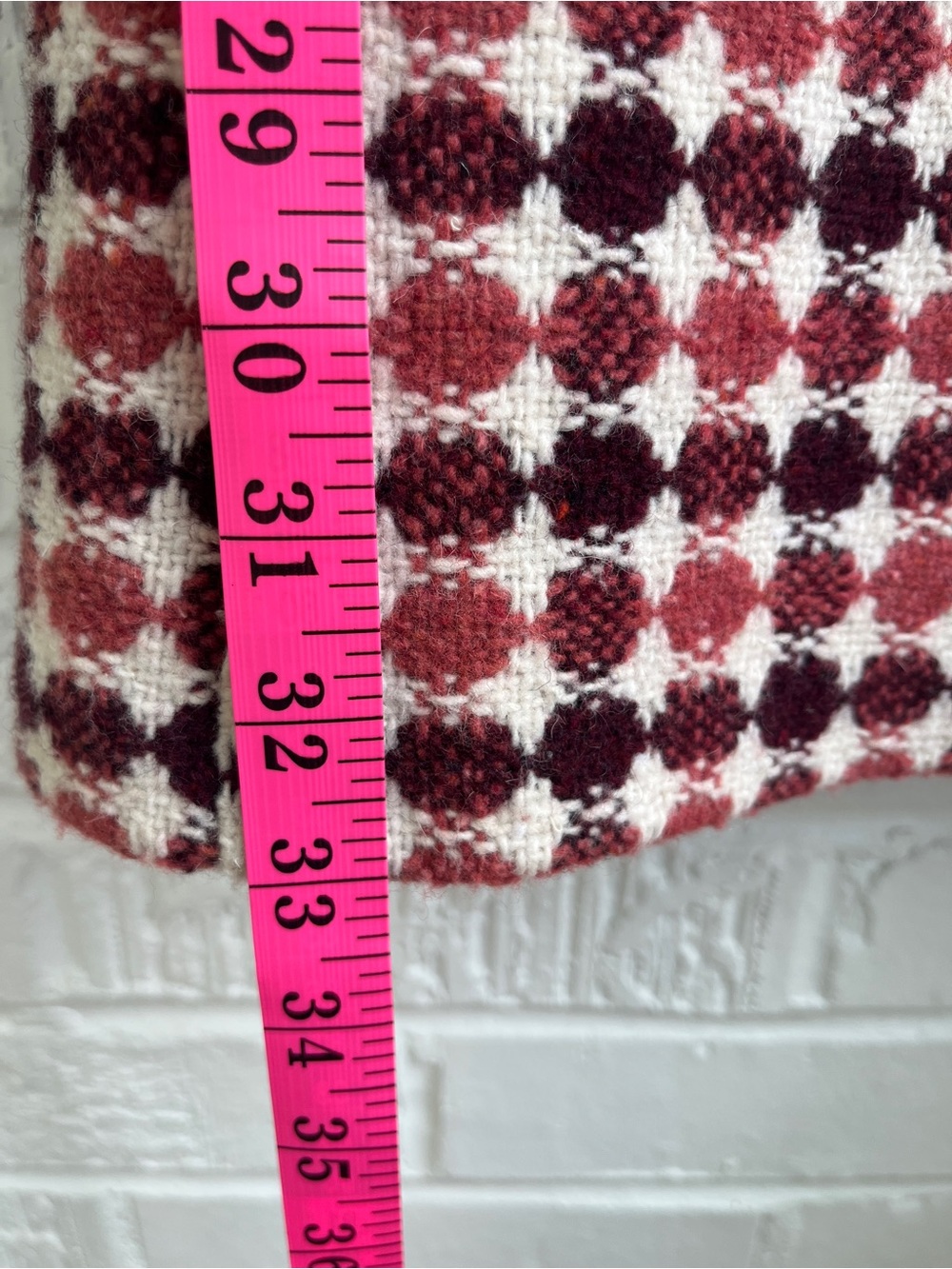 Vintage (‘05) Frenchi Burgundy & White Faux-Fur Trim Circle Pattern Coat! - Picture 7 of 12
